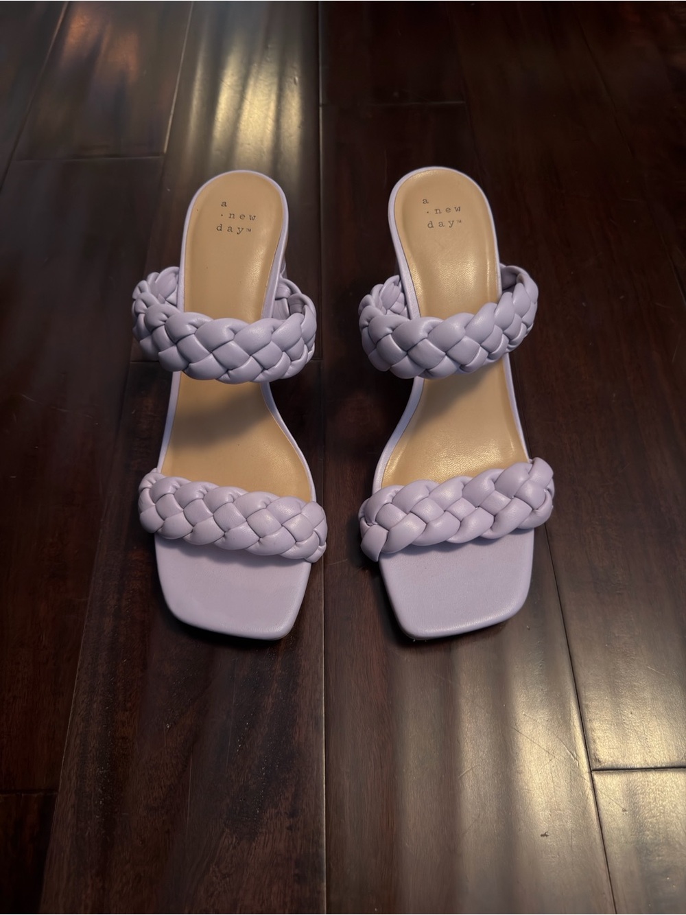 a new day Lavender Braided Double-Strap Heeled Sandals